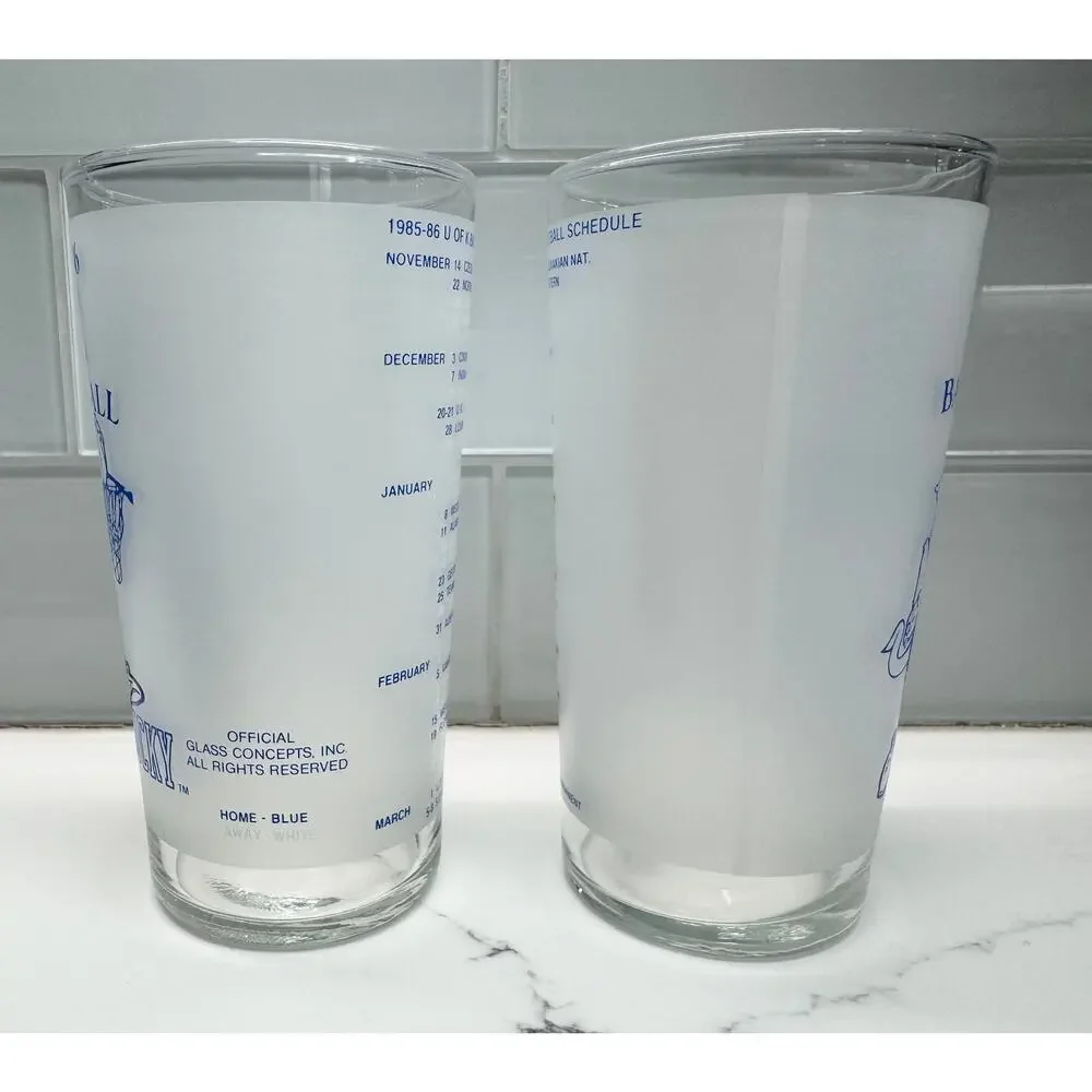 LOT OF TWO: 1985-1986 UK University Kentucky Basketball Collector Glasses - MINT